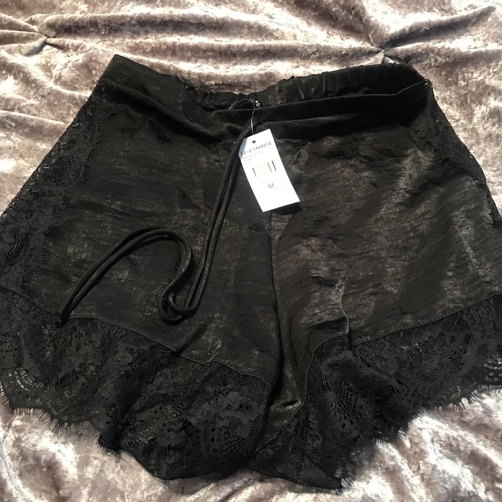 High waisted silk shorts